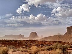Sandstorm in Monument Valley, Arizona - Utah, USA