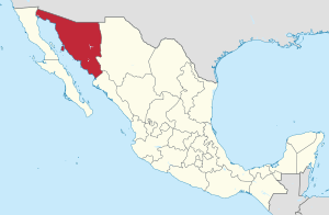 Sonora in Mexico (location map scheme)