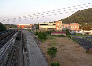 Carilion Clinic campus and the Norfolk Southern Railway