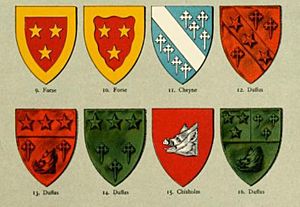 Sutherland of Duffus, of Forse, Cheyne and Chisholm coats of arms