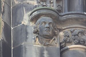 Tobias Smollett as depicted on the Scott Monument
