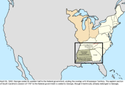 Map of the change to the United States in central North America on April 26, 1802