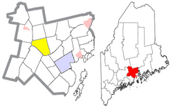Location of Knox (in yellow) in Waldo County and the state of Maine