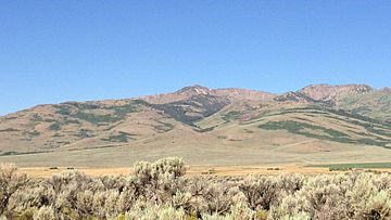 2013-07-22 08 21 41 View of McAfee Peak, Nevada from Jack Creek Summit Road (Elko County Route 732) in Elko County, Nevada.jpg