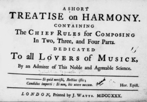 A Short Treatise on Harmony 1730