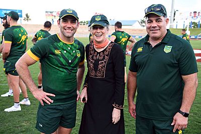 Australian ambassador with Cameron Smith and Mal Meninga