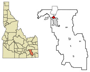 Location of Chubbuck in Bannock County, Idaho.