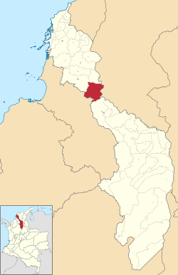 Location of the municipality and town of Córdoba, Bolívar in the Bolívar Department of Colombia