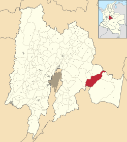 Location of the municipality and town of Gachalá inside Cundinamarca Department of Colombia