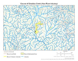 Course of Shaddox Creek (Haw River tributary)