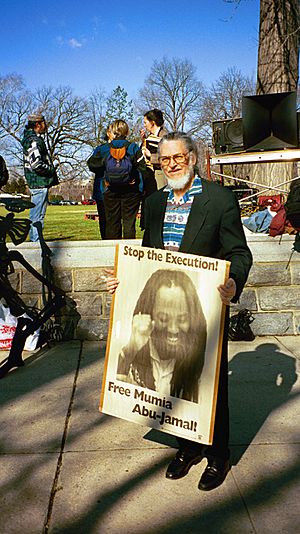 Dennis Brutus at SupremeCourt protest for Mumia Abu-Jamal 2000.JPG
