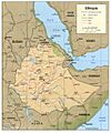 Ethiopia shaded relief map 1999, CIA