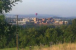 A Fun Fest balloon floats over Kingsport, Tennessee