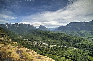 Index and surrounding mountains viewed from the Index Town Wall Trailhead