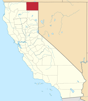 Map of California highlighting Modoc County