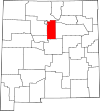 State map highlighting Santa Fe County