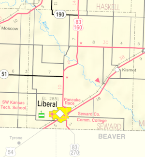 Map of Seward Co, Ks, USA