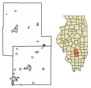 Location of Farina in Marion County, Illinois.