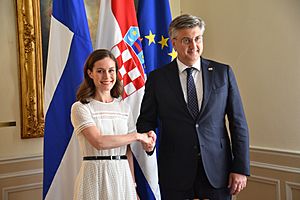 Pääministeri Sanna Marin ja pääministeri Andrej Plenković (52162159317)