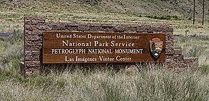 Petroglyph National Monument visitor center entrance sign