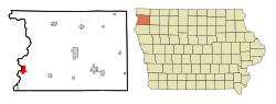 Location of Hawarden, Iowa