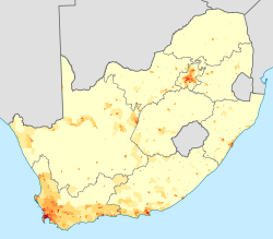Density of the Coloured population in South Africa