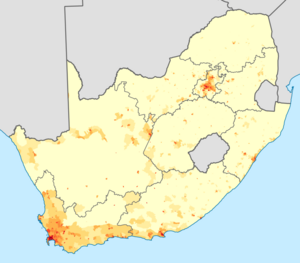 South Africa 2011 Coloured population density map