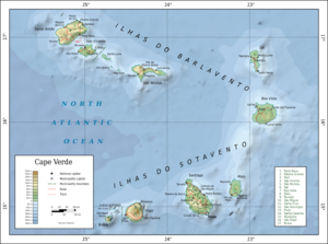 Topographic map of Cape Verde-en