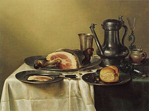 Willem Claesz Heda - Laid Table with Ham and a Roll