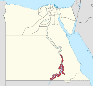 Aswan Governorate on the map of Egypt