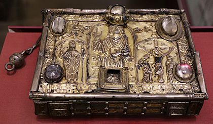 Contenitore per manoscritto di san colombano, di cathach, in argento e cristallo di rocca su anima lignea, 1090 ca. poi xiv secolo, da ballymagroarty, co. donegal 01
