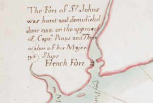 Fort Menagoueche by Charles Morris (inset of A chart of the sea coasts of the peninsula of Nova Scotia, 1755)