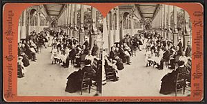 Front Piazza of Grand Hotel, 4 P.M. with Gilmore's Boston Band, Saratoga, N.Y, by Hall Bros.
