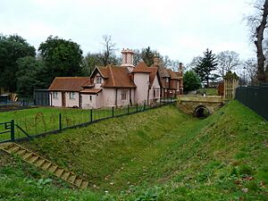 Gatehouses and reinstated moat, Fulham Palace - geograph.org.uk - 3313415