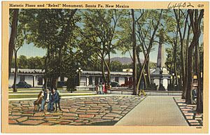 Historic plaza and 'Rebel' monument, Santa Fe, New Mexico