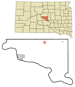 Location in Hughes County and the state of South Dakota