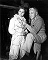 Jet Pilot (film) 1951. Josef von Sternberg, director. On set publicity photo, Janet Leigh, Sternberg
