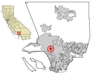Location of Beverly Hills in Los Angeles County, California