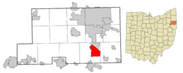 Location of North Lima in Mahoning County and in the State of Ohio