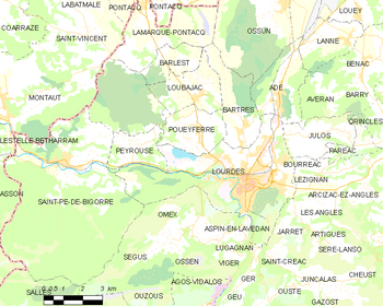Map of the commune de Lourdes