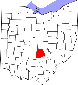 Map of Ohio highlighting Fairfield County