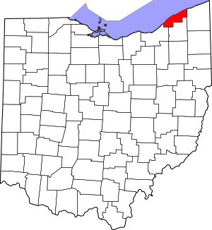 Map of Ohio highlighting Lake County