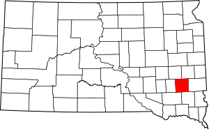 Map of South Dakota highlighting McCook County