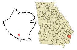 Location in McIntosh County and the state of Georgia