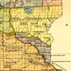 Minnesota Land Cession Map 1 – Close up of 242 & 243