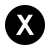The letter X on a black circle