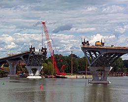New Crown Point Bridge under construction, August 2011