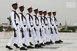 Parallel steps - Navy Guards replacing the Older Ones at Mazar-e-Quaid during Pakistan's Independence Day