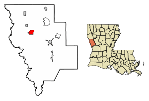Location of Zwolle in Sabine Parish, Louisiana.