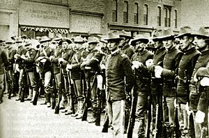 Troops on S Front St Rock Springs WY 1885